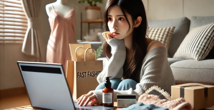ネットショッピングをする女性