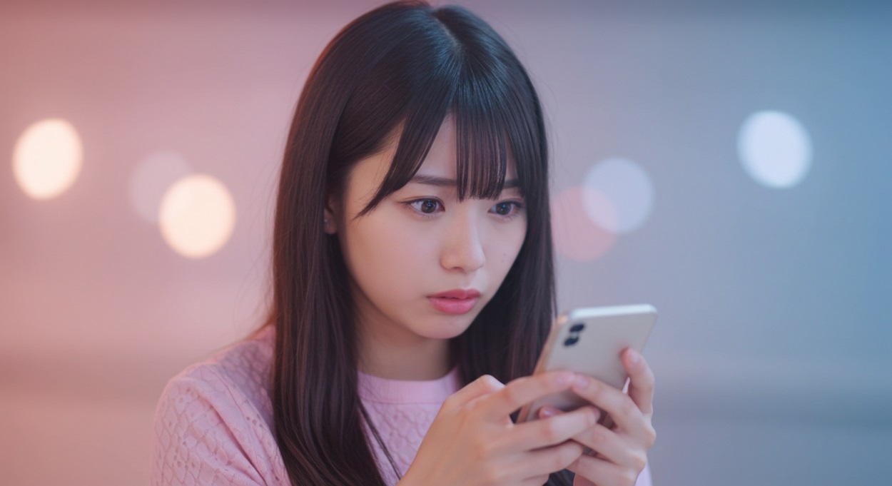 SNSに依存する女性